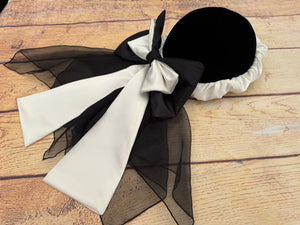 Ivory and black  duchess satin bows