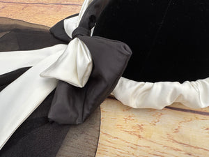 Ivory and black  duchess satin bows