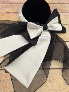 Ivory and black  duchess satin bows