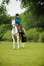 Load image into Gallery viewer, Teal Jacket with Gold Jacquard skirt astride or sidesaddle
