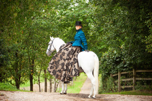 Teal Jacket with Gold Jacquard skirt astride or sidesaddle