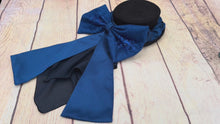 Load and play video in Gallery viewer, Blue satin bow with beaded lace
