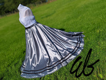 Load image into Gallery viewer, Silver Skirt with black detail.
