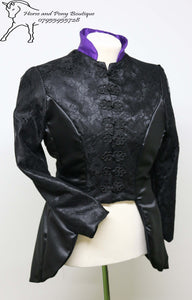 Black duchess satin concours d'elegance jacket