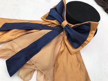 Load image into Gallery viewer, Gold and Navy hat bow with drape
