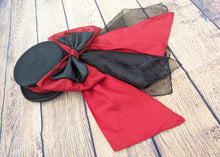 Load image into Gallery viewer, Red and black hat band and bow
