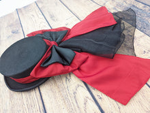 Load image into Gallery viewer, Red and black hat band and bow
